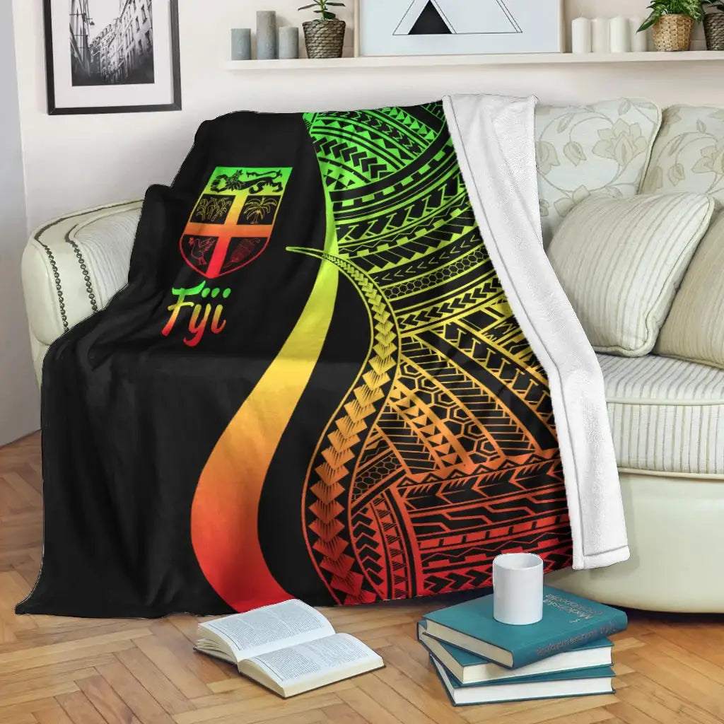 Fiji Premium Blanket - Reggae Polynesian Tentacle Tribal Pattern