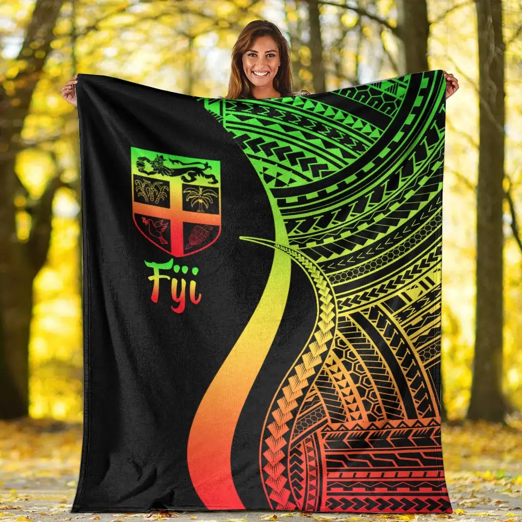 Fiji Premium Blanket - Reggae Polynesian Tentacle Tribal Pattern