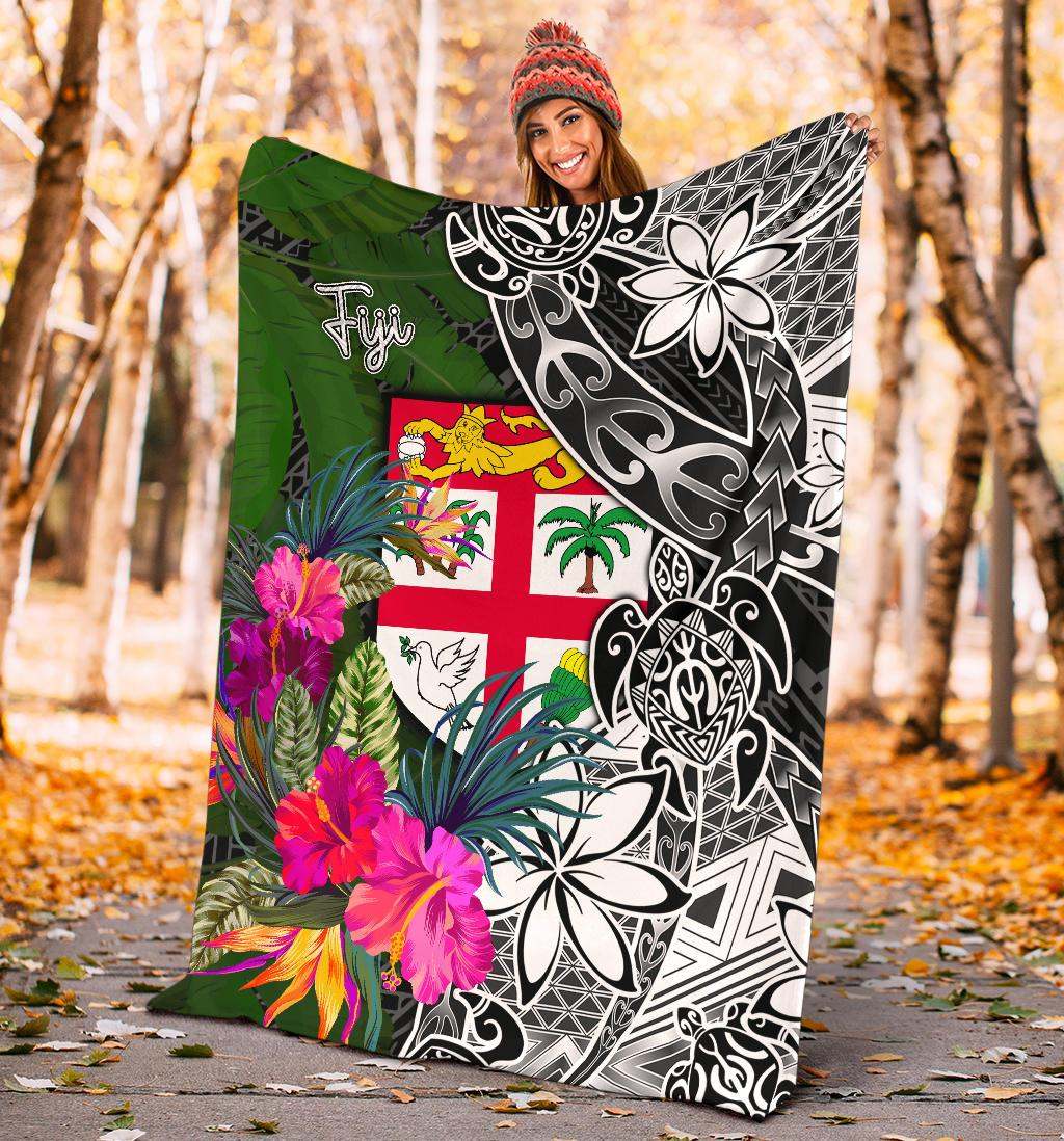 Fiji Premium Blanket - Turtle Plumeria Banana Leaf