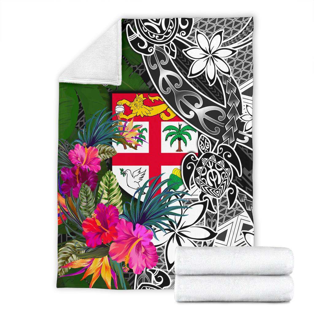 Fiji Premium Blanket - Turtle Plumeria Banana Leaf