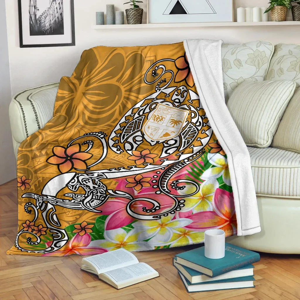 Fiji Premium Blanket  - Turtle Plumeria (Gold)