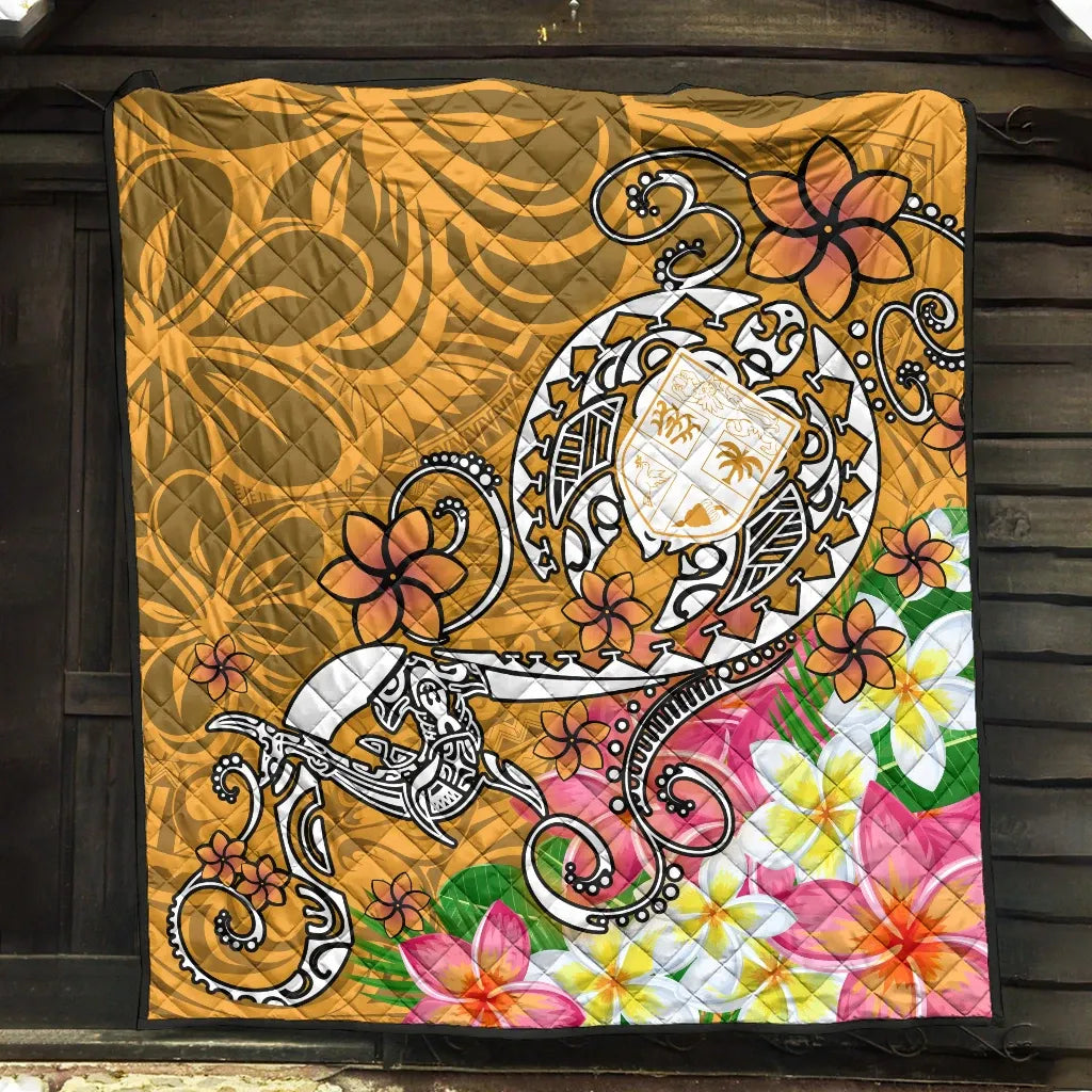 Fiji Premium Quilt  - Turtle Plumeria (Gold)