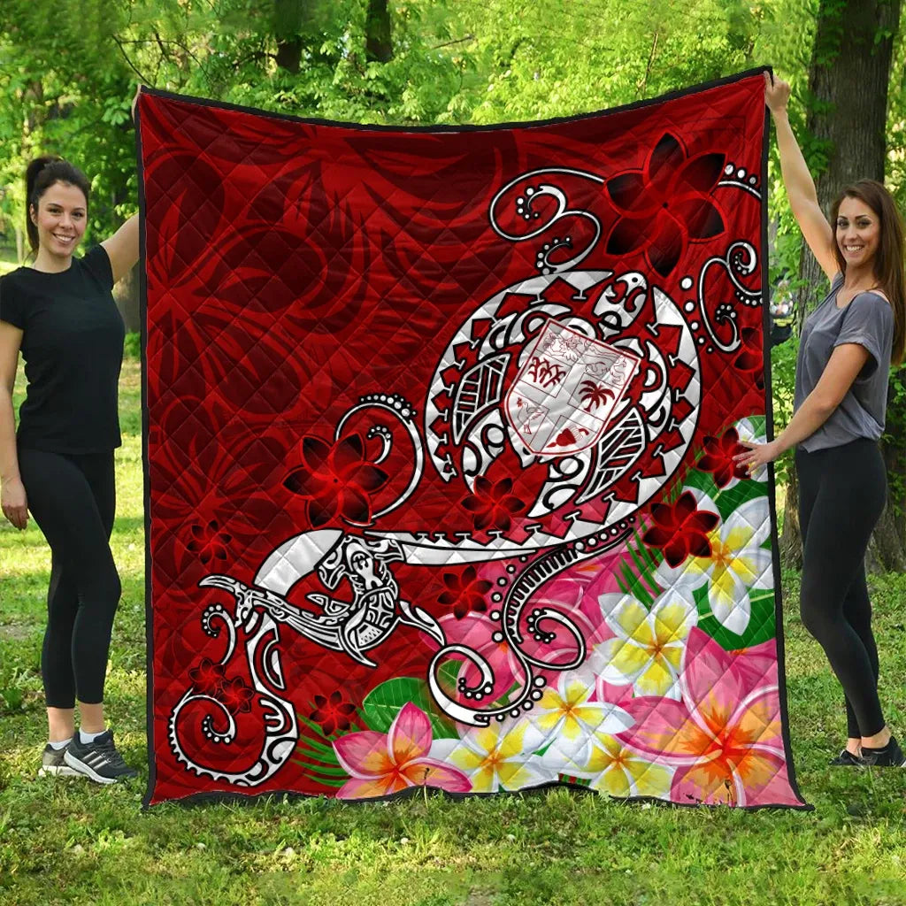 Fiji Premium Quilt  - Turtle Plumeria (Red)