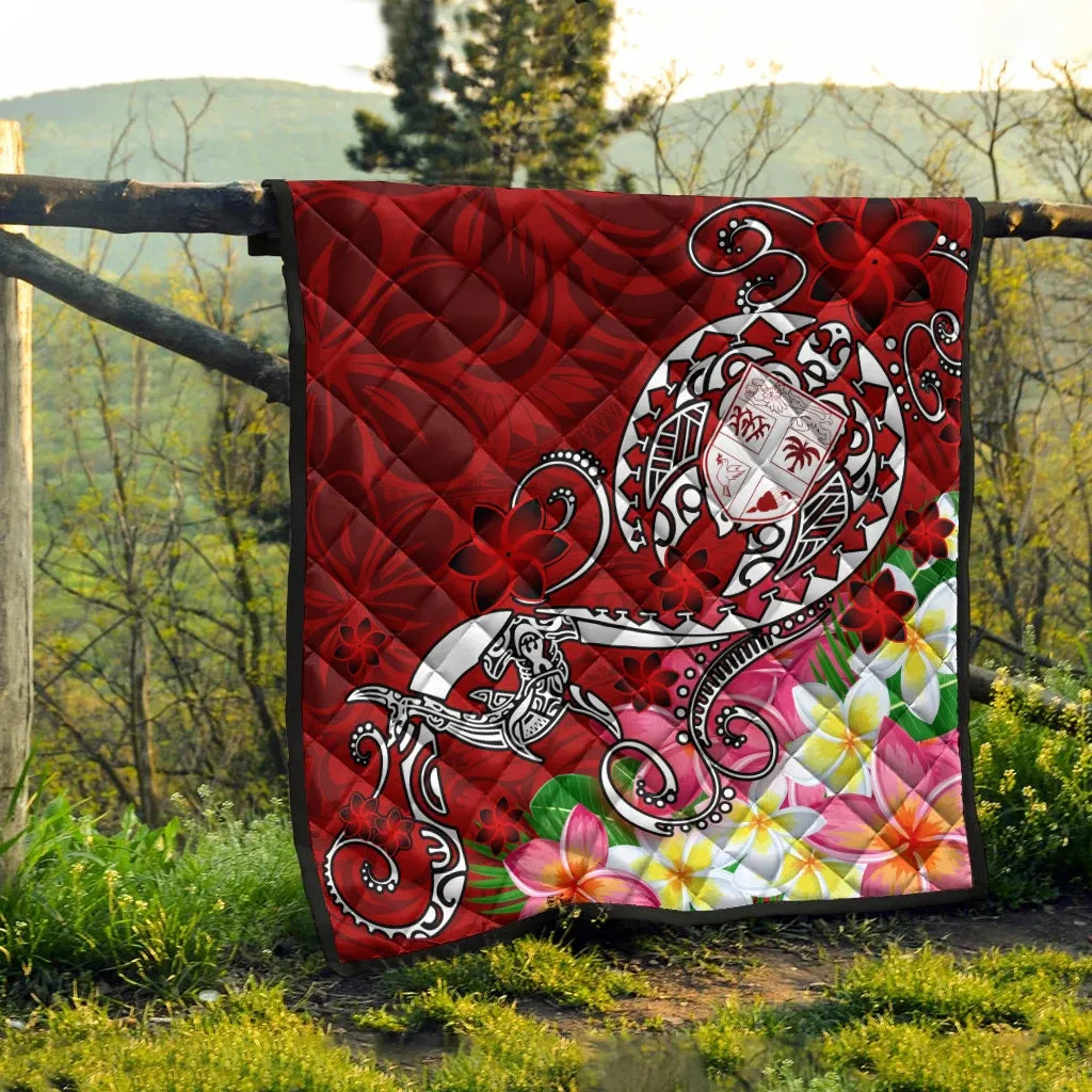 Fiji Premium Quilt  - Turtle Plumeria (Red)