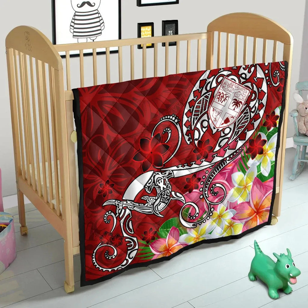 Fiji Premium Quilt  - Turtle Plumeria (Red)