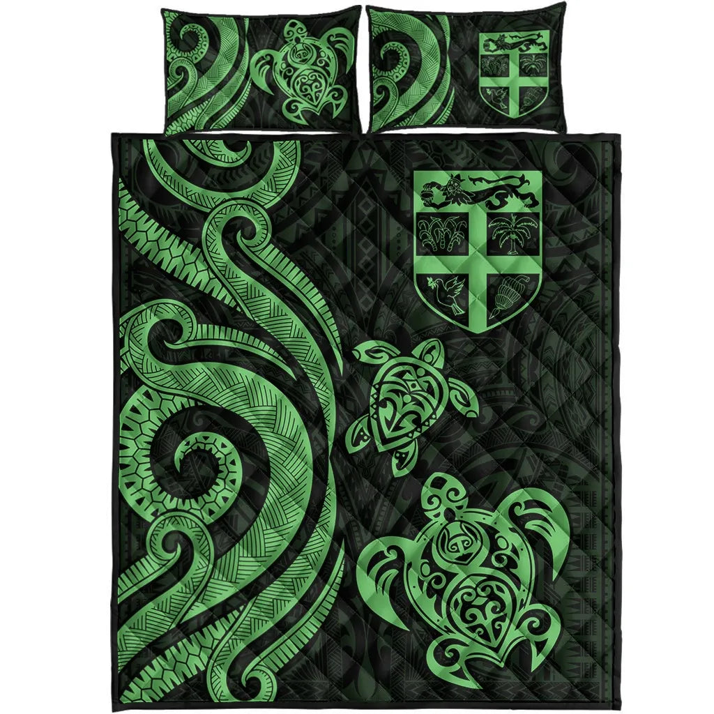 Fiji Quilt Bed Set - Green Tentacle Turtle