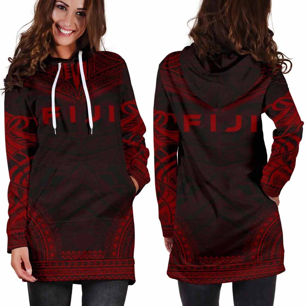 Fiji Female Hoodie Dress - Polynesian Red Chief