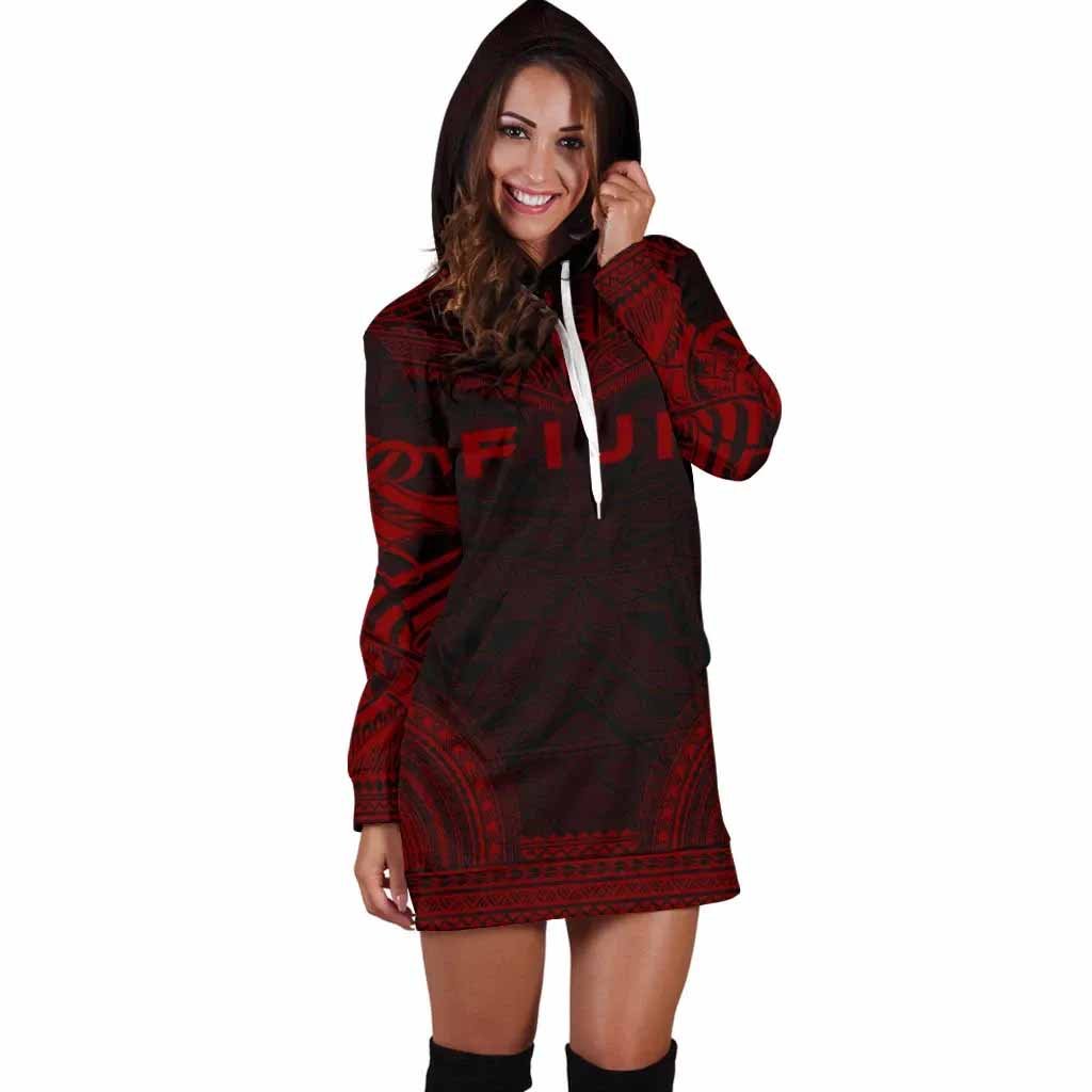 Fiji Female Hoodie Dress - Polynesian Red Chief
