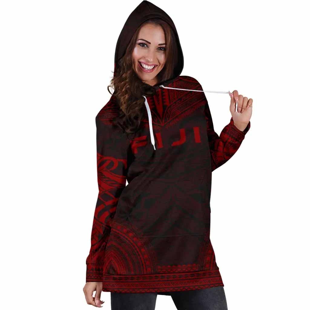 Fiji Female Hoodie Dress - Polynesian Red Chief