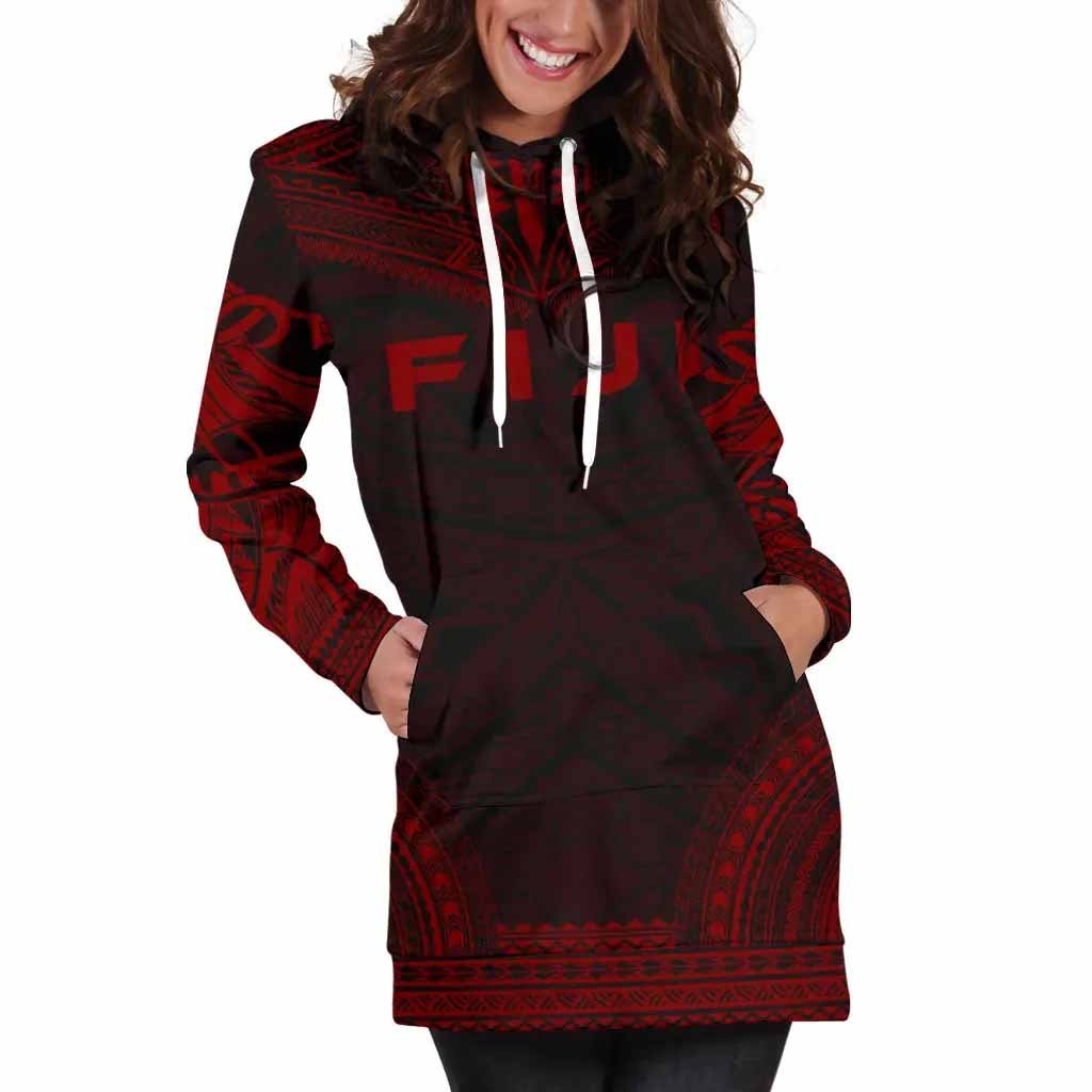 Fiji Female Hoodie Dress - Polynesian Red Chief