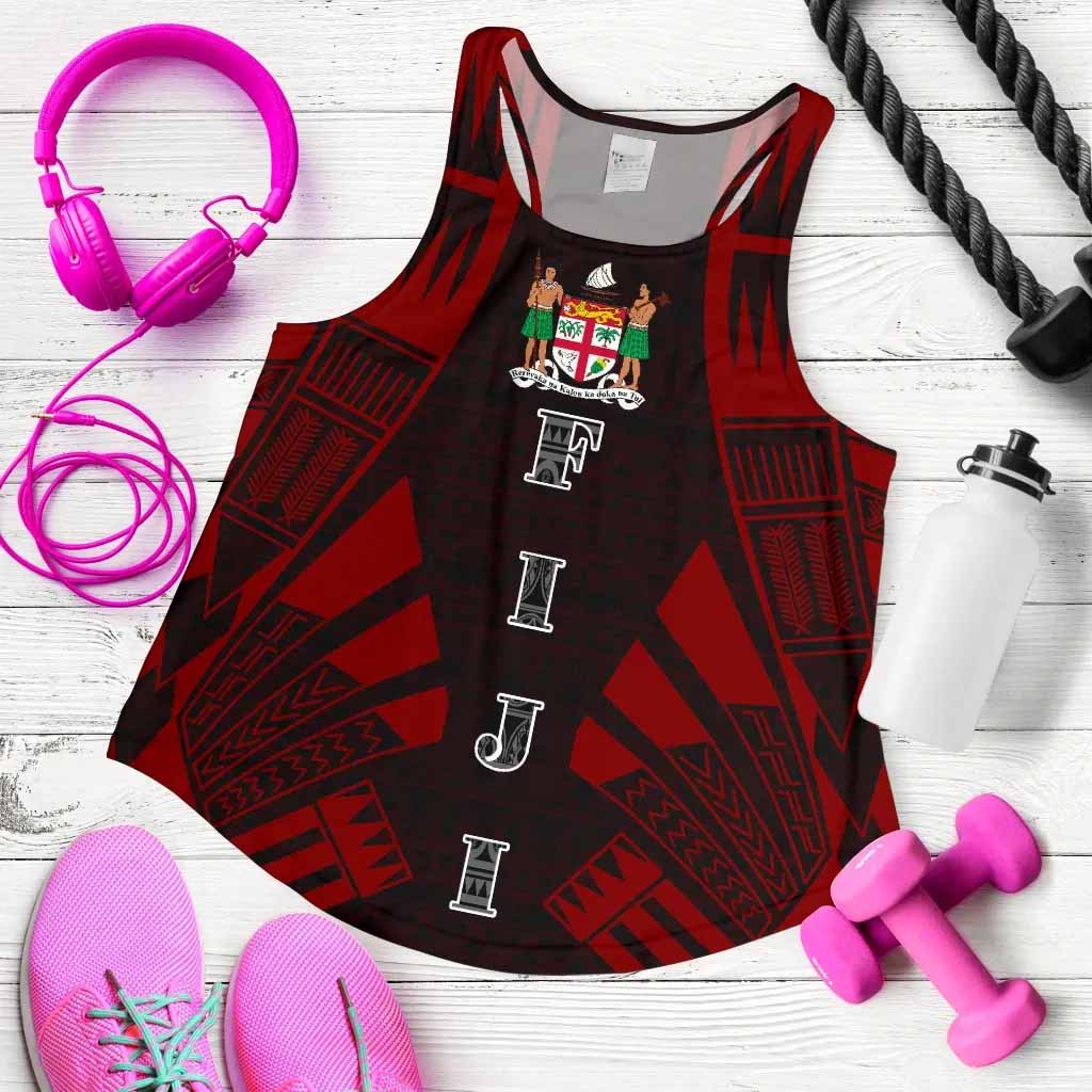 Fiji Women Racerback Tank - Polynesian Tattoo Red