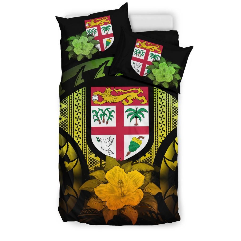 Fiji Duvet Cover Set - Fiji Flag & Reggae Hibiscus