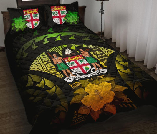 Fiji Polynesian Quilt Bed Set Hibiscus Reggae