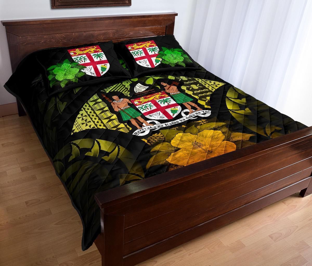 Fiji Polynesian Quilt Bed Set Hibiscus Reggae