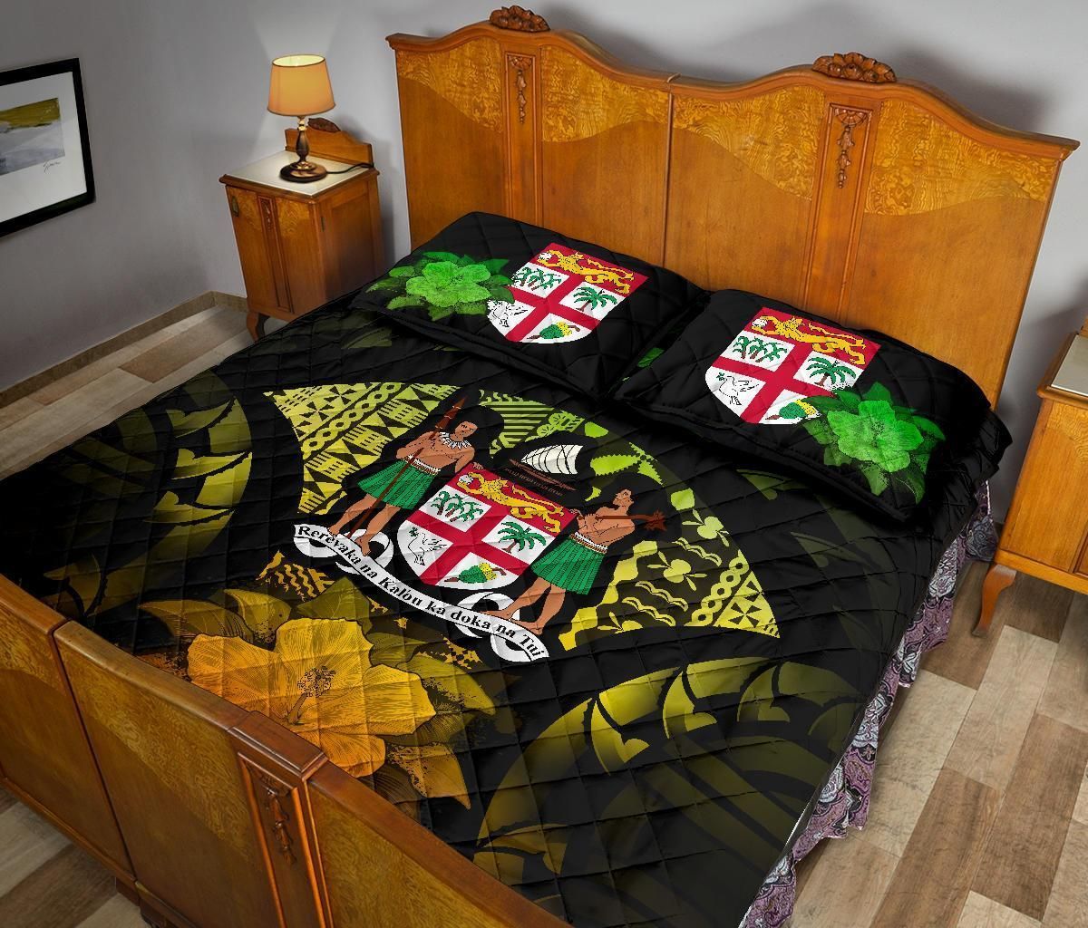 Fiji Polynesian Quilt Bed Set Hibiscus Reggae