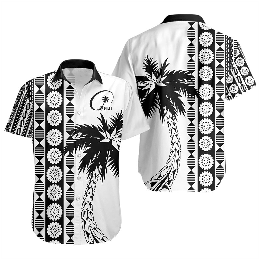 Fiji Short Sleeve Shirt Rugby Pattern Tattoo Coconut