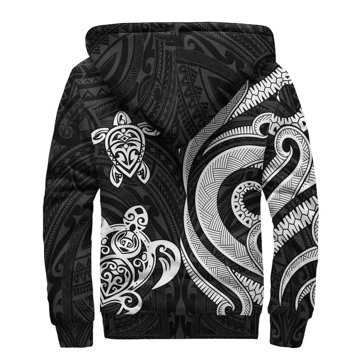 Fiji Sherpa Hoodie - White Tentacle Turtle Crest