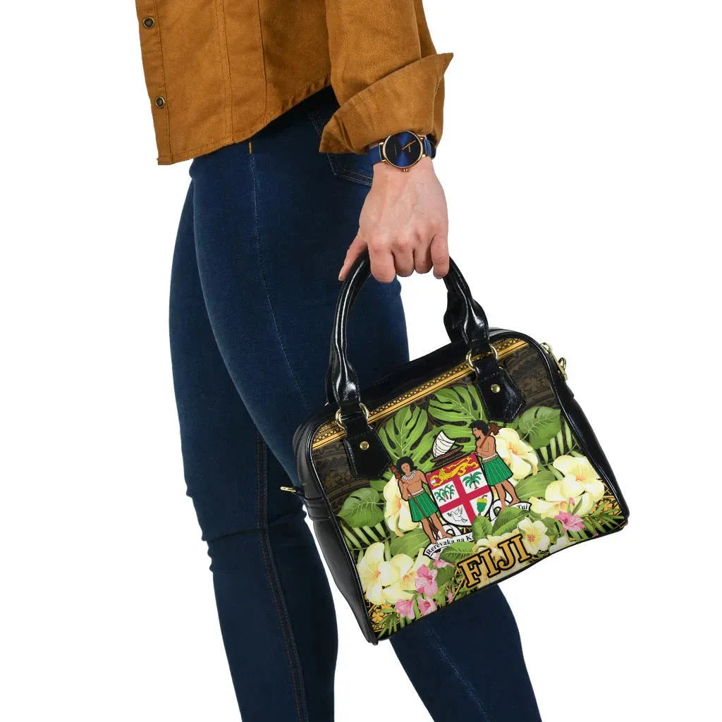 Fiji Shoulder Handbag - Polynesian Gold Patterns Collection