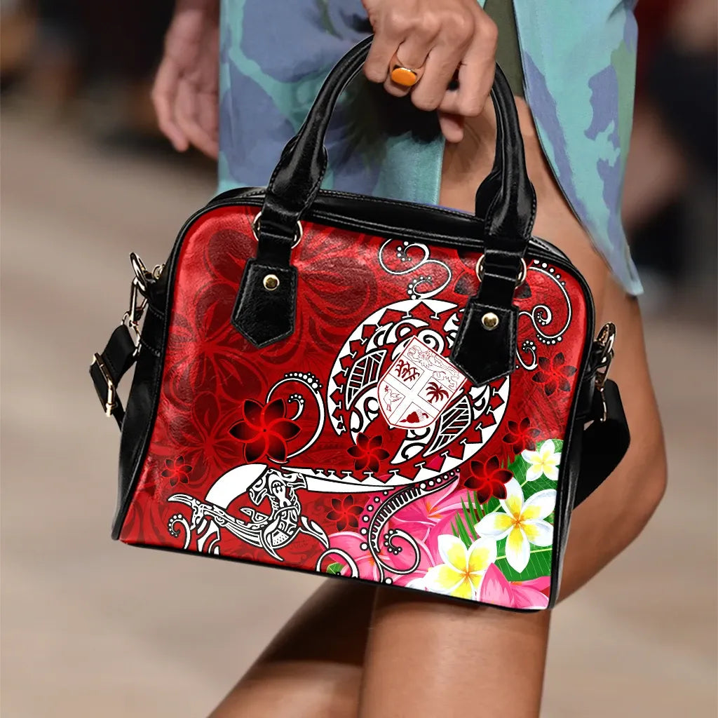 Fiji Shoulder Handbag - Turtle Plumeria (Red)