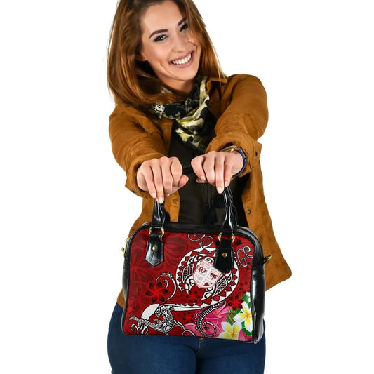 Fiji Shoulder Handbag - Turtle Plumeria (Red)