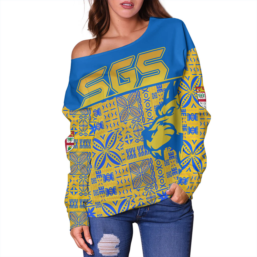 Fiji Off Shoulder Sweatshirt Suva Lion Simple Style