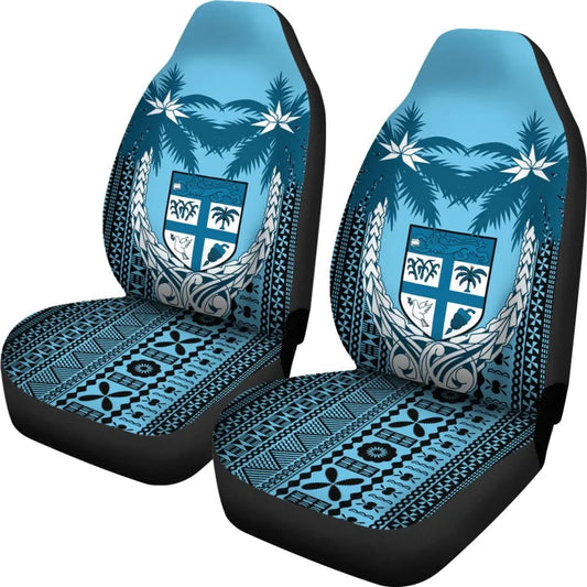 Fiji Tapa Car Seat Covers - Fiji Flag Coconut Tree