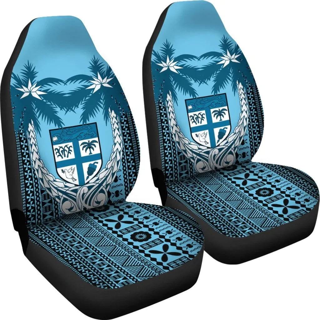 Fiji Tapa Car Seat Covers - Fiji Flag Coconut Tree