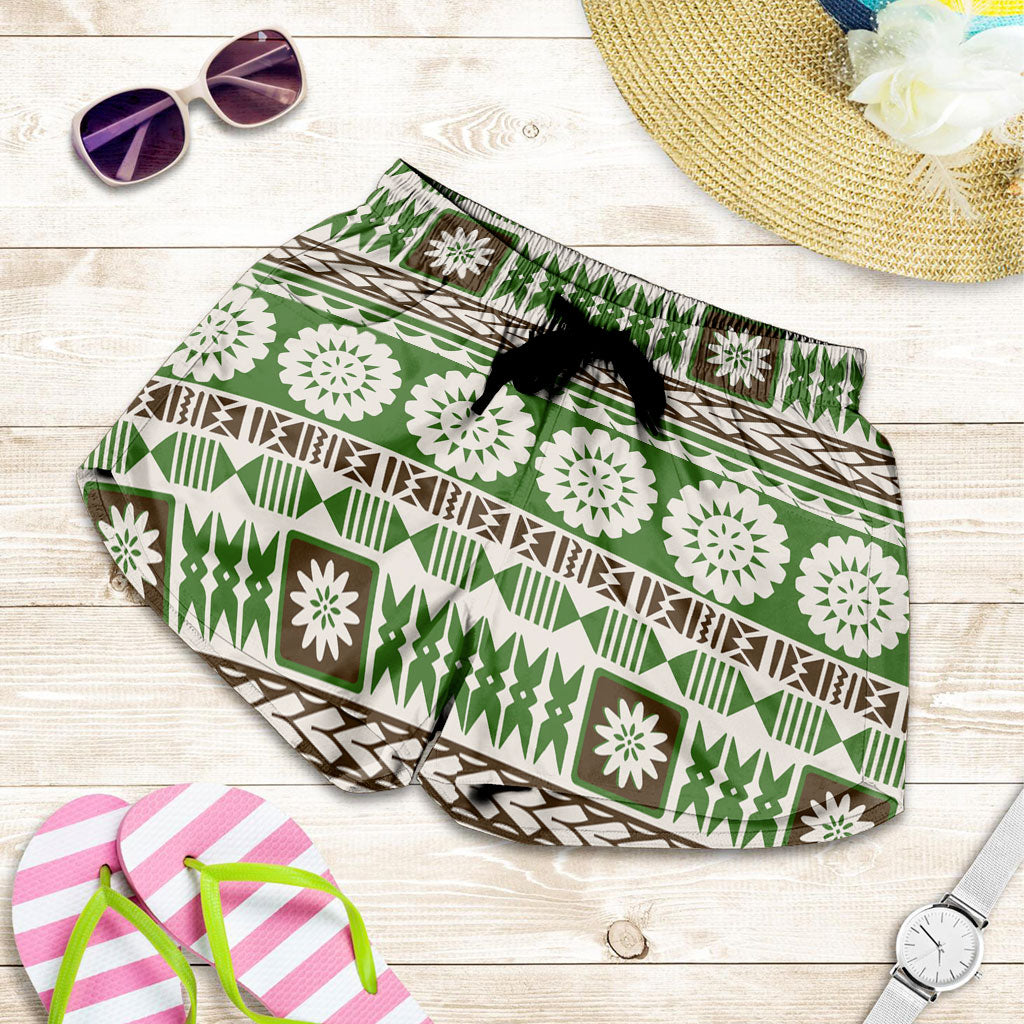 Fiji Women Shorts Tapa Bula Pattern