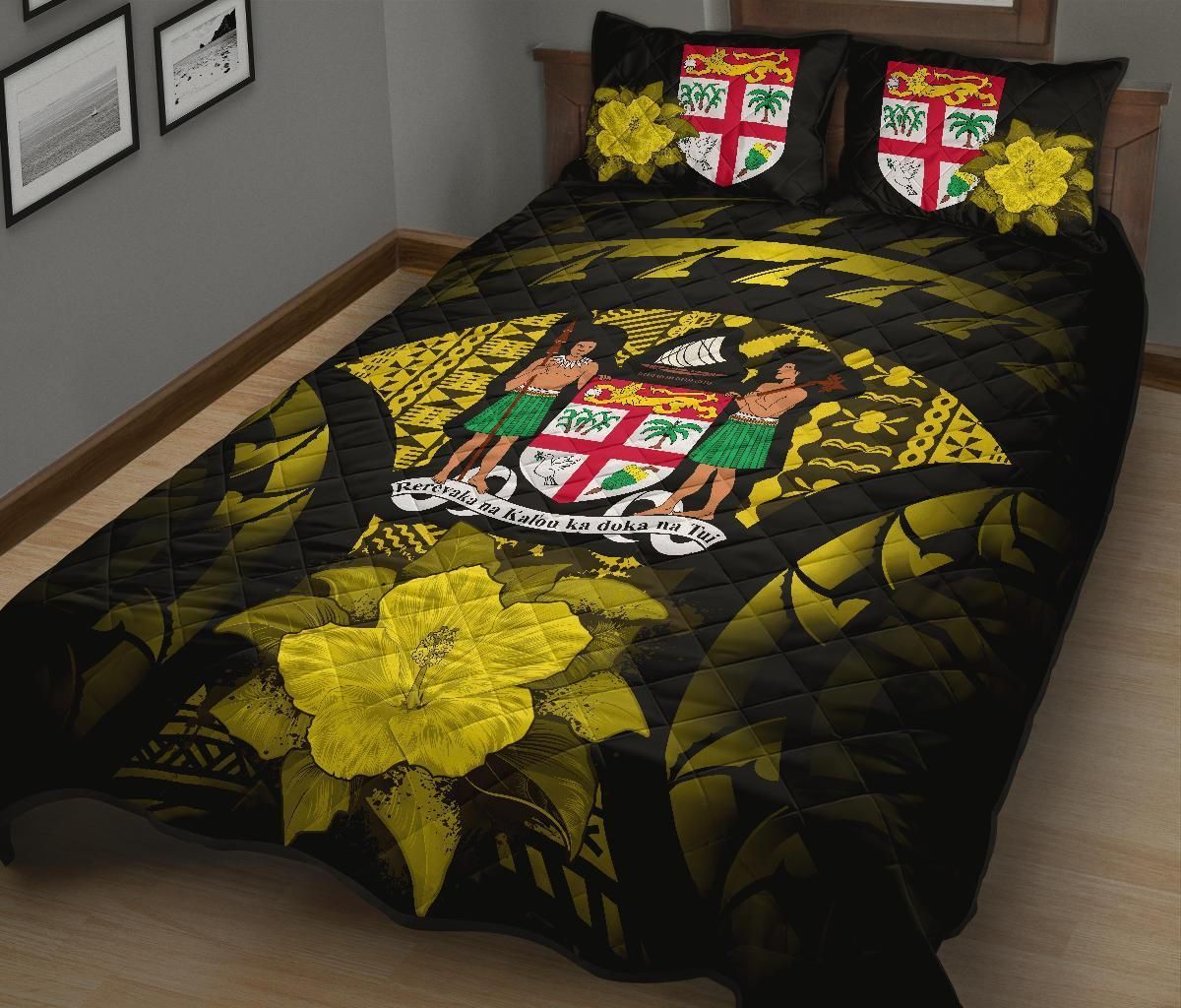 Fiji Polynesian Quilt Bed Set Hibiscus Yellow