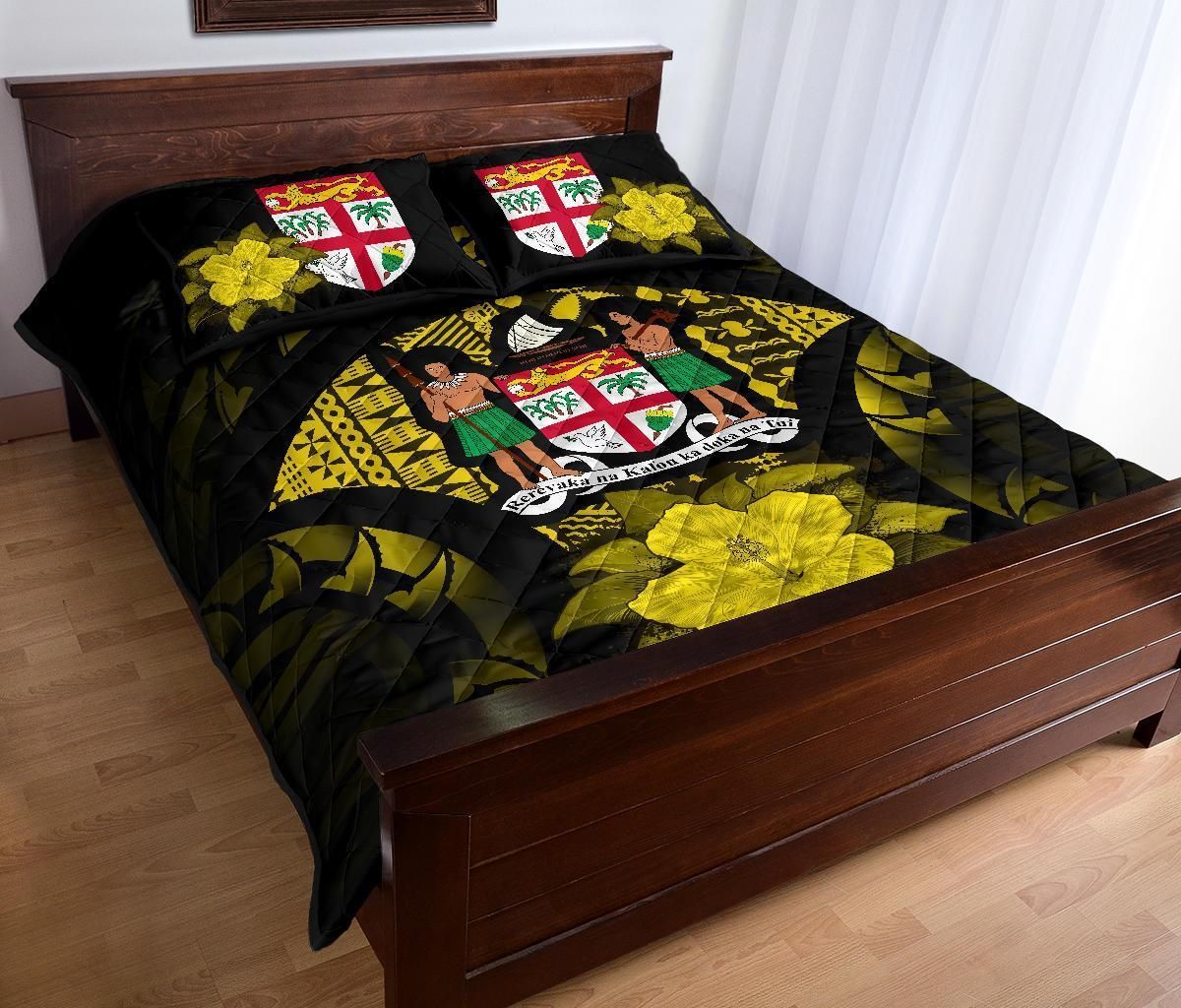 Fiji Polynesian Quilt Bed Set Hibiscus Yellow