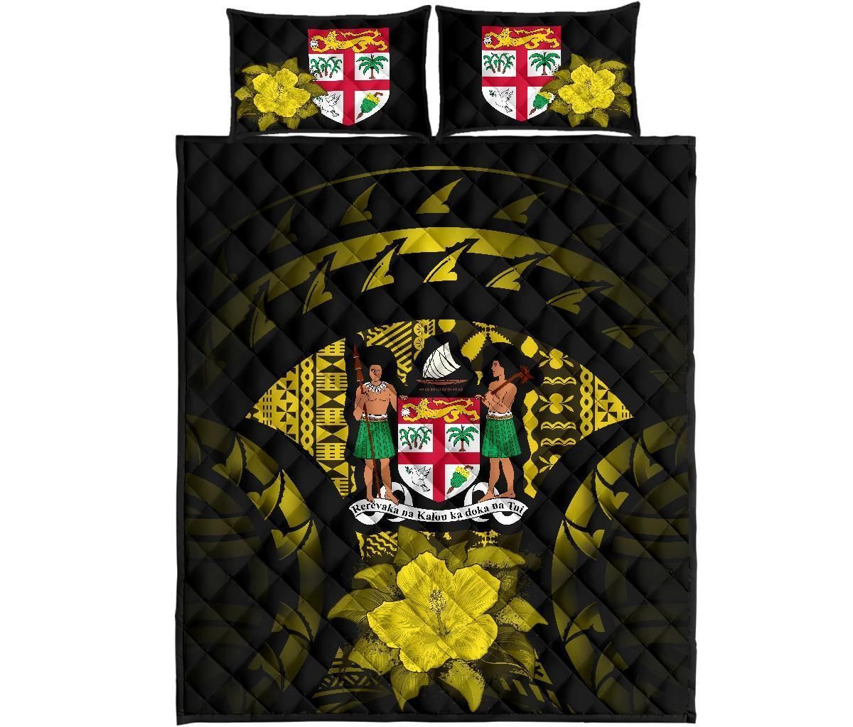 Fiji Polynesian Quilt Bed Set Hibiscus Yellow