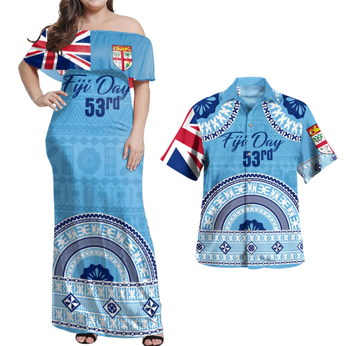 Fiji Combo Dress And Shirt Happy Fiji Day Bula Pattern