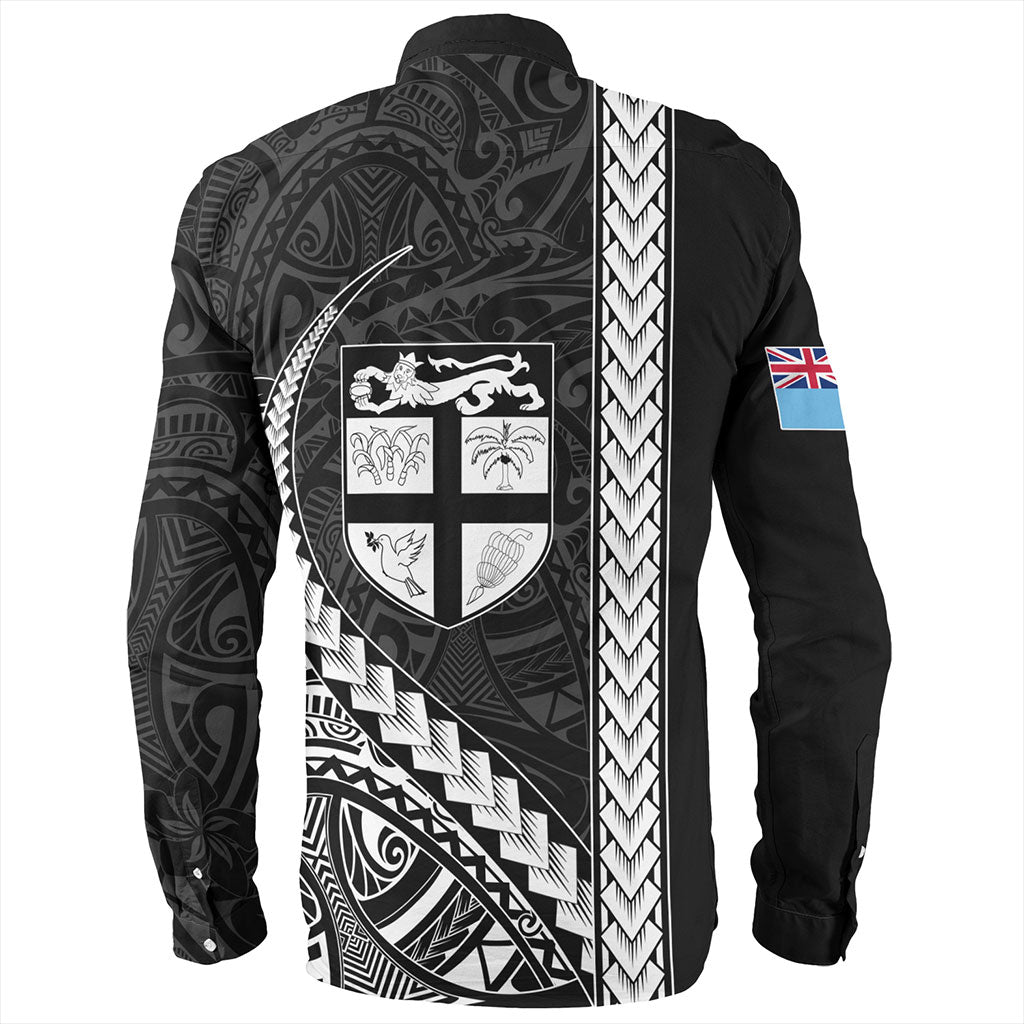 Fiji Long Sleeve Shirt Tribal Melanesian Coat Of Arms