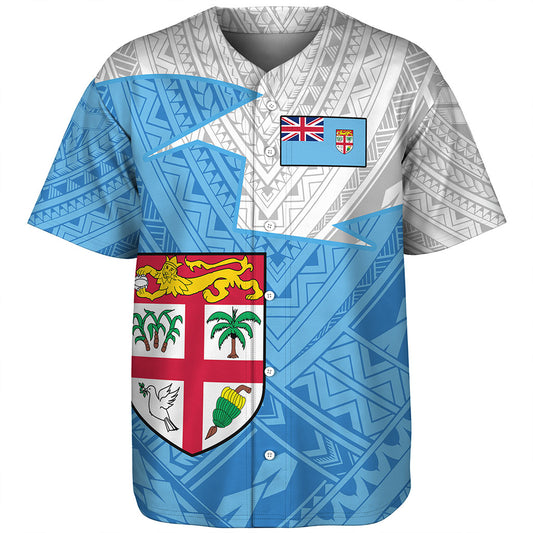 Fiji Baseball Shirt Polynesian Tattoo Flag And Coat Of Arms