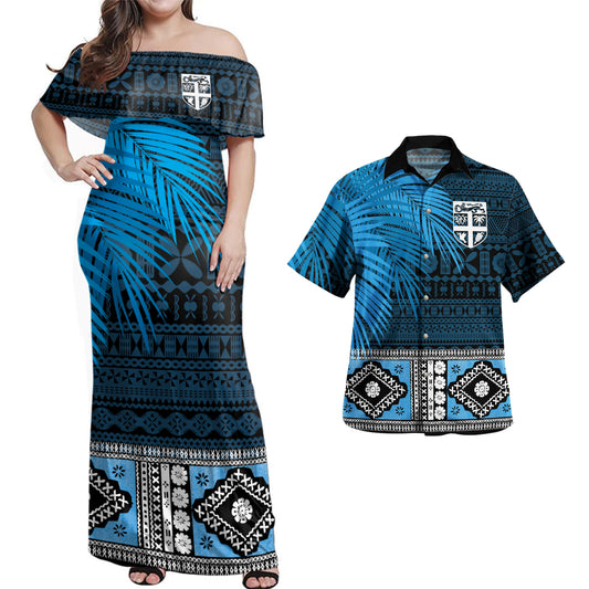 Fiji Combo Dress And Shirt Coat Of Arms Bula Special Fabric Leaves