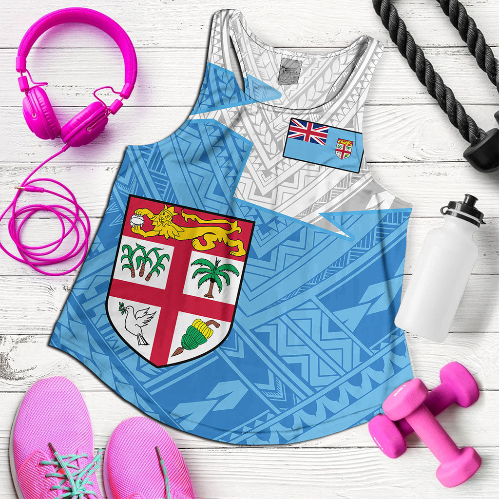 Fiji Women Tank Polynesian Tattoo Flag And Coat Of Arms