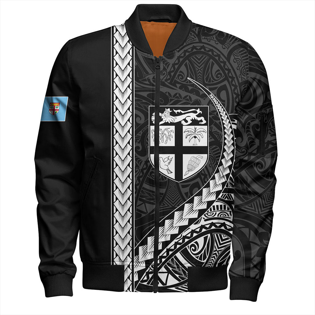 Fiji Bomber Jacket Tribal Melanesian Coat Of Arms