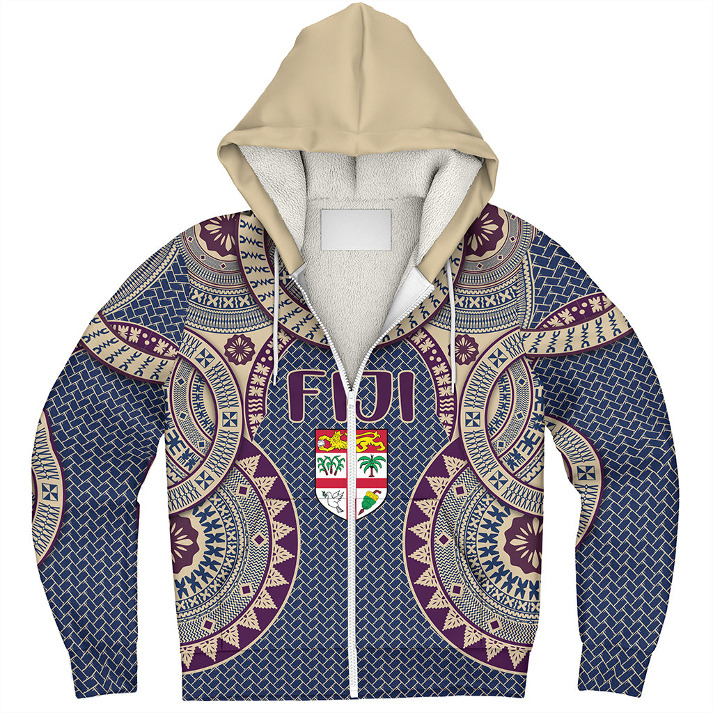 Fiji Sherpa Hoodie Bula Pattern Circle
