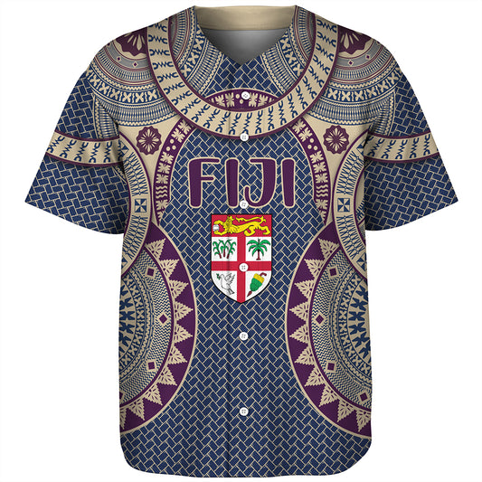 Fiji Baseball Shirt Bula Pattern Circle