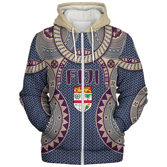 Fiji Sherpa Hoodie Bula Pattern Circle