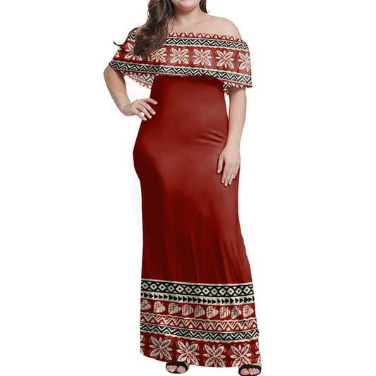 Fiji Woman Off Shoulder Long Dress Bula Tropical