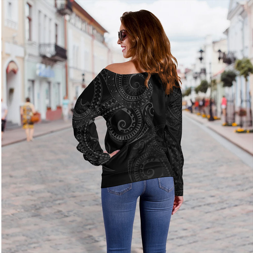 Philippines Filipinos Off Shoulder Sweatshirt Sun Tribal Tattoo Design