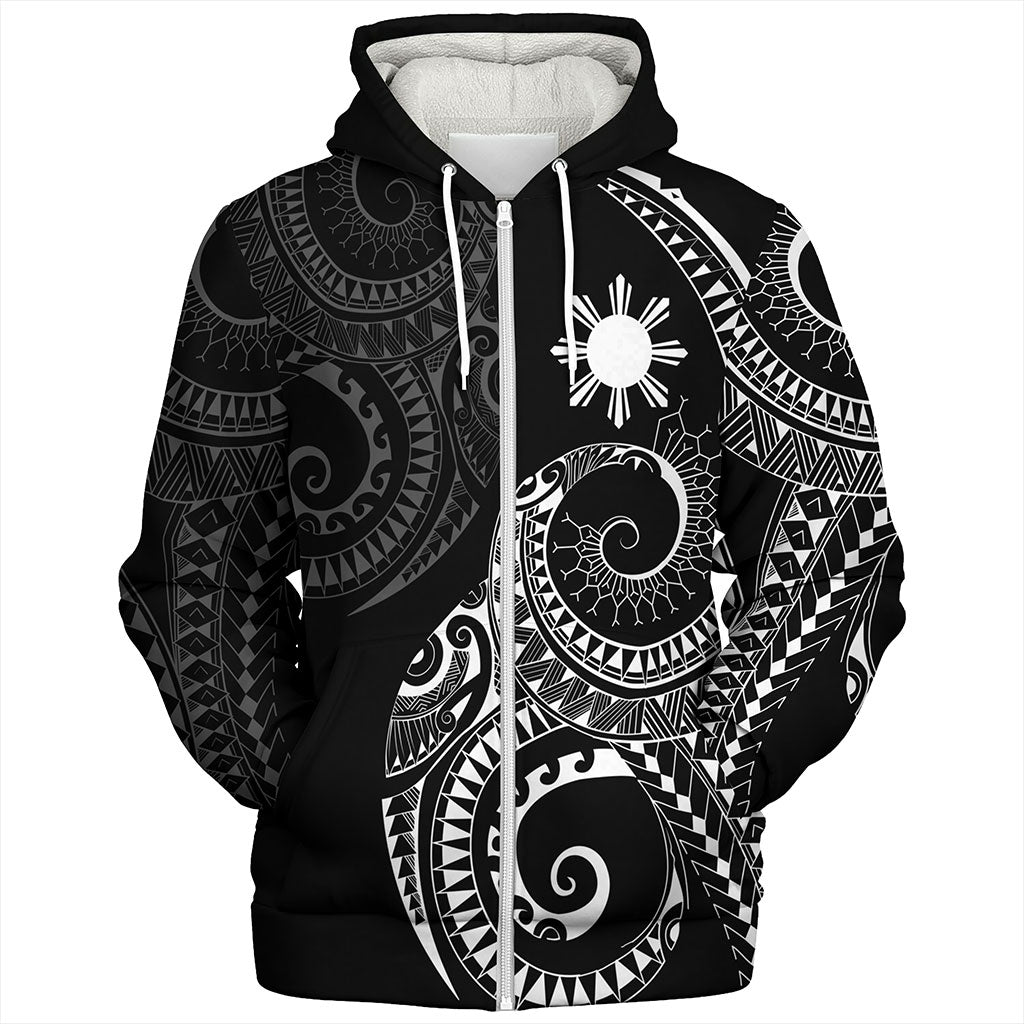 Philippines Filipinos Sherpa Hoodie Sun Tribal Tattoo Design