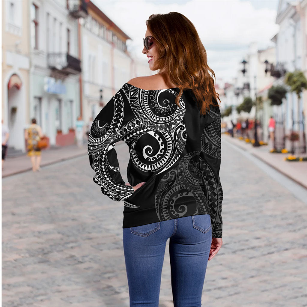 Philippines Filipinos Off Shoulder Sweatshirt Sun Tribal Tattoo Design