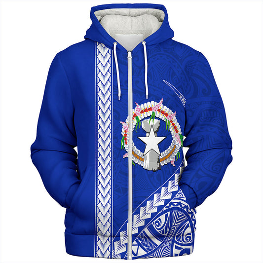 Northern Mariana Islands Sherpa Hoodie Coat Of Arms Polynesian Tribal
