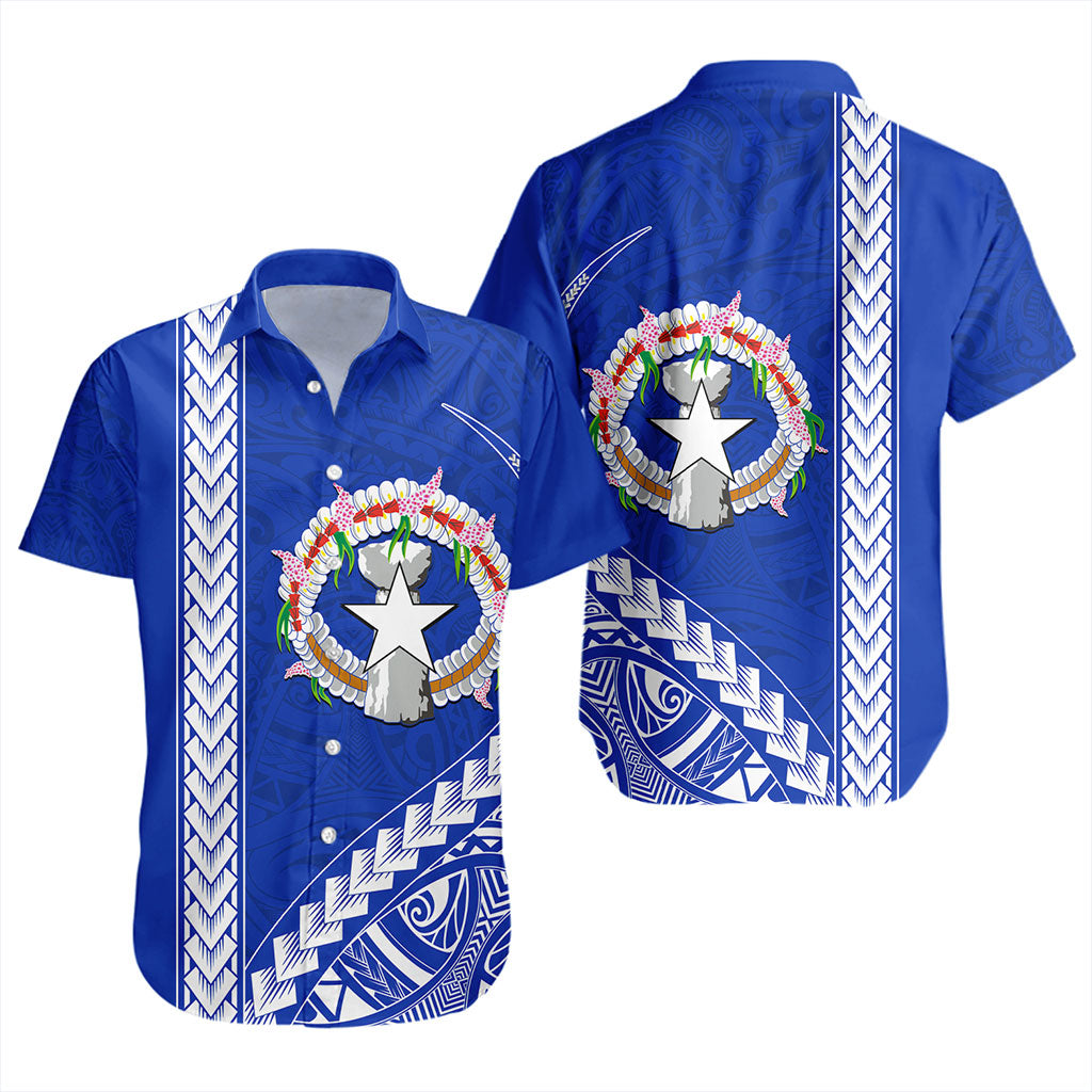 Northern Mariana Islands Short Sleeve Shirt Coat Of Arms Polynesian Tribal