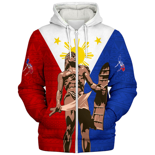 Philippines Filipinos Sherpa Hoodie Custom Flag Tribal Lapu Lapu