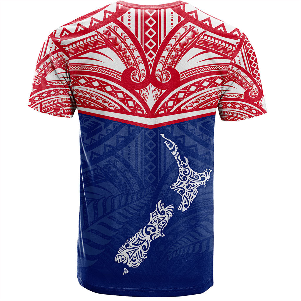 New Zealand T-Shirt Flag With Map And Maori Pattern
