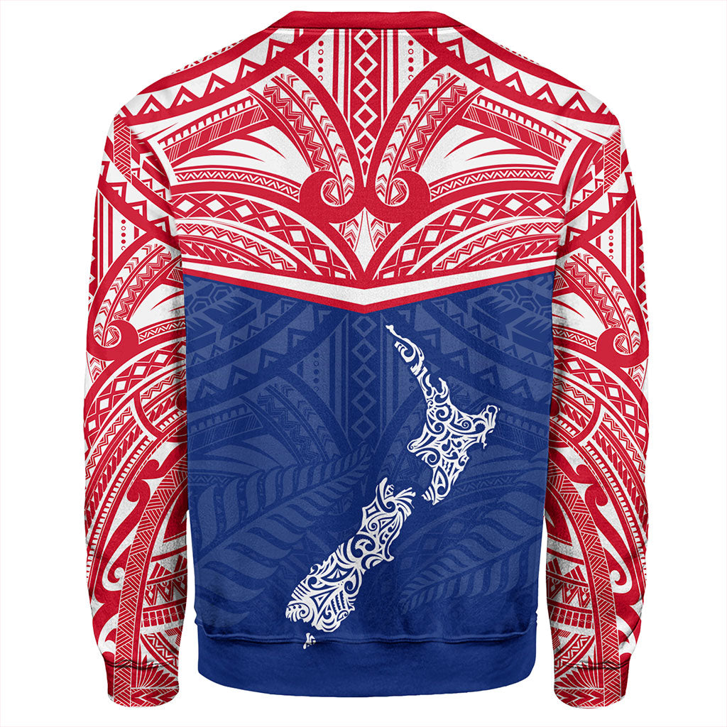 New Zealand Sweatshirt Flag With Map And Maori Pattern