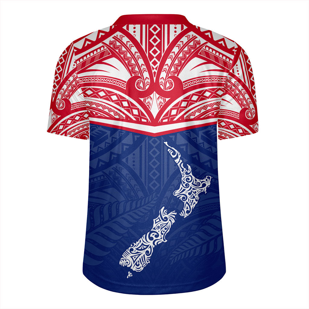 New Zealand Rugby Jersey Flag With Map And Maori Pattern